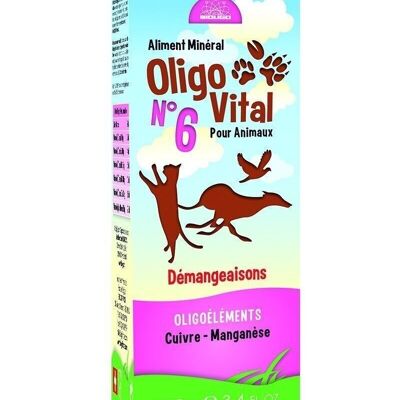 OLIGOVITAL N°6 - COMPLÉMENT VÉTÉRINAIRE - OLIGOÉLÉMENTS POUR ANIMAUX - DÉMANGEAISONS - 100 ml