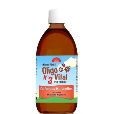 OLIGOVITAL N°3 - COMPLÉMENT VÉTÉRINAIRE - OLIGOÉLÉMENTS POUR ANIMAUX - DÉFENSES NATURELLES - 500 ml