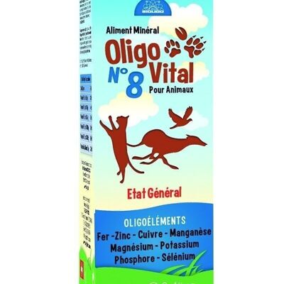 OLIGOVITAL N°8 - SUPLEMENTO VETERINARIO - OLIGOELEMENTOS PARA ANIMALES - COAT BEAUTY - 100 ml