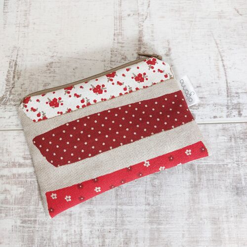 Red Butterfly Shabby Chic Zip Purse