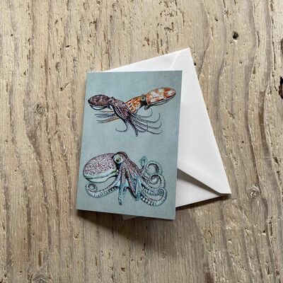 Curled Octopus Greetings Card