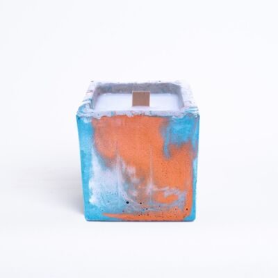 Scented Candle - Concrete Tie&Dye Orange & Turquoise