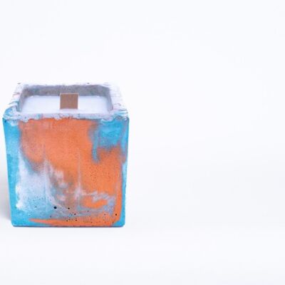 Scented Candle - Concrete Tie&Dye Orange & Turquoise