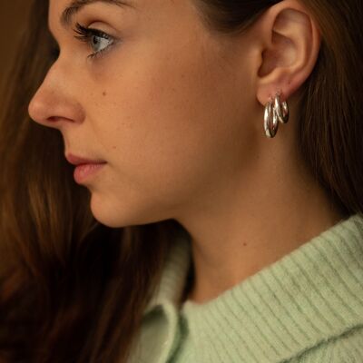 Chunky Hoop Earrings - Small - Silver