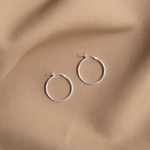 Plain Hoop Earrings - Silver