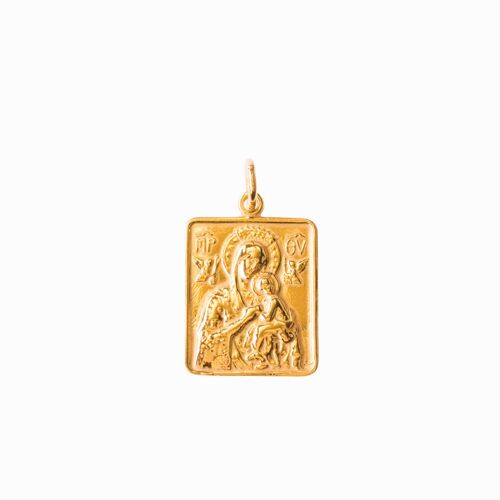 Madonna and Child Frame Gold Pendant - No Chain