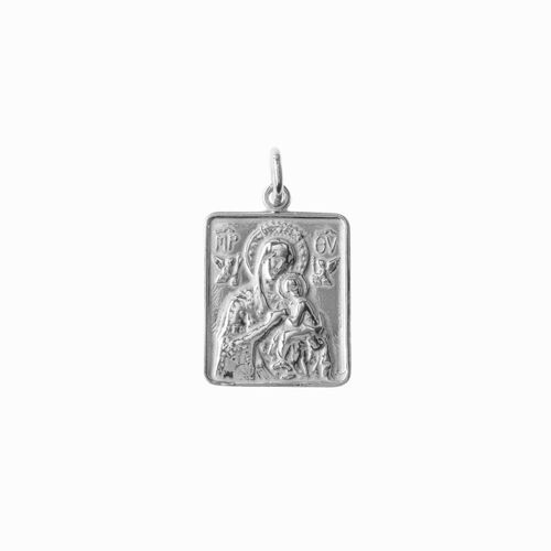 Madonna and Child Frame Silver Pendant - No Chain