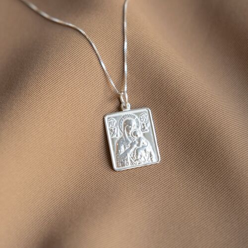 Madonna and Child Frame Silver Pendant & Necklace