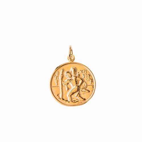 St Christopher and Madonna and Child Gold Pendant - No Chain