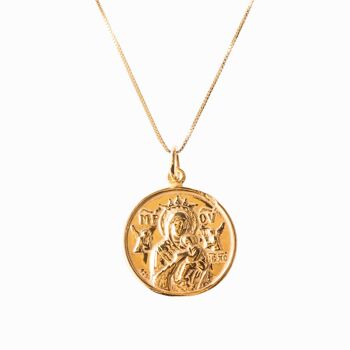 Pendentif et collier en or Saint Christophe et Vierge à l'enfant 8