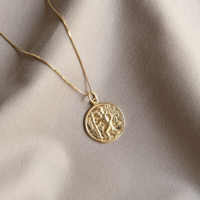 St Christopher and Madonna and Child Gold Pendant & Necklace
