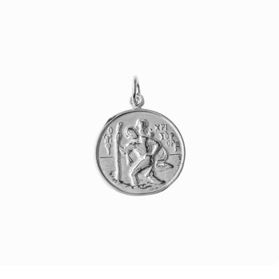 St Christopher and Madonna and Child Silver Pendant - No Chain