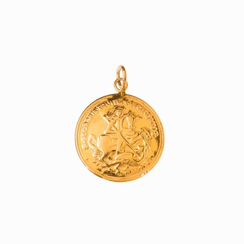 St George and the Dragon Gold Pendant - No Chain