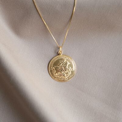 St George and the Dragon Gold Pendant & Necklace