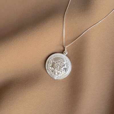 St George and the Dragon Silver Pendant & Necklace