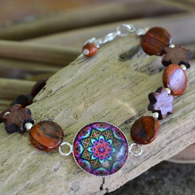 Glass and wood cabochon bracelet - Star