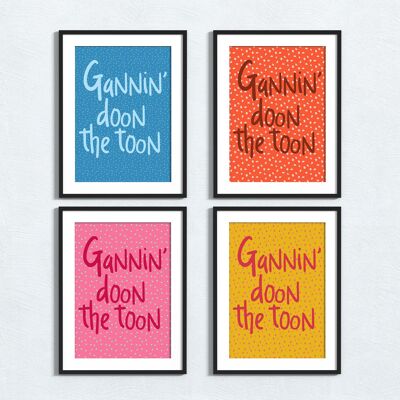 Impresión de frase de Geordie: Gannin' doon the toon