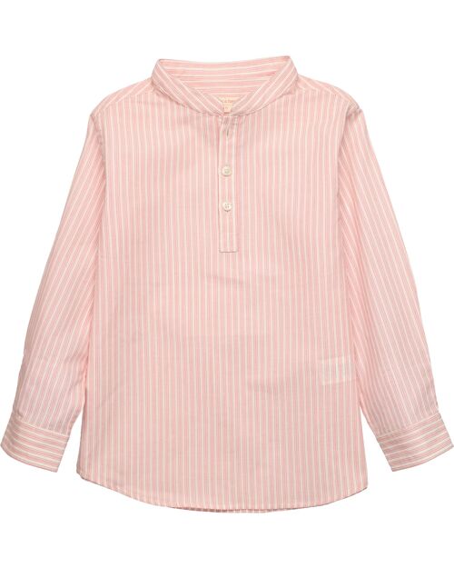 Camisa de niño de rayas color caldero y media apertura