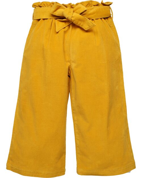 Pantalón de niña cropped de micropana color mostaza
