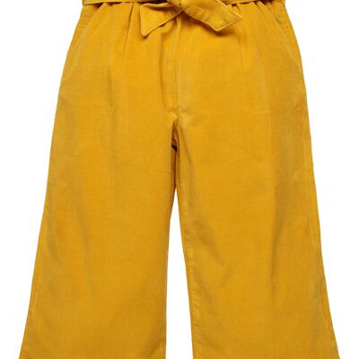 Pantalón de niña cropped de micropana color mostaza