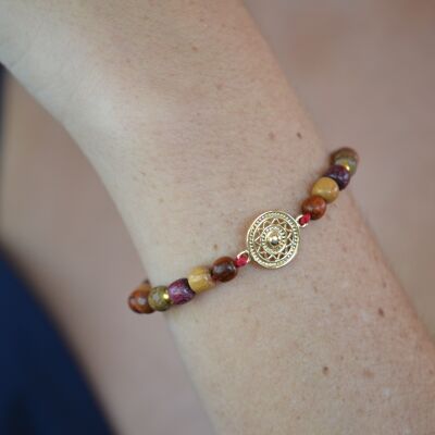 Pulsera de cuentas de madera dorada en oro fino