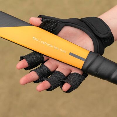 Chaperone 3-teiliger Schutzhandschuh mit offener Handfläche Schwarz/Orange - Rechts