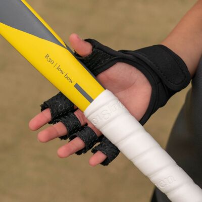 Chaperone 3-teiliger Schutzhandschuh mit offener Handfläche Schwarz/Neongelb - Rechts