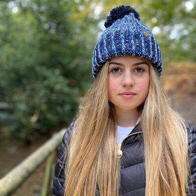 Chunky Cable Knit Pom Pom Beanie - Thunderstorm