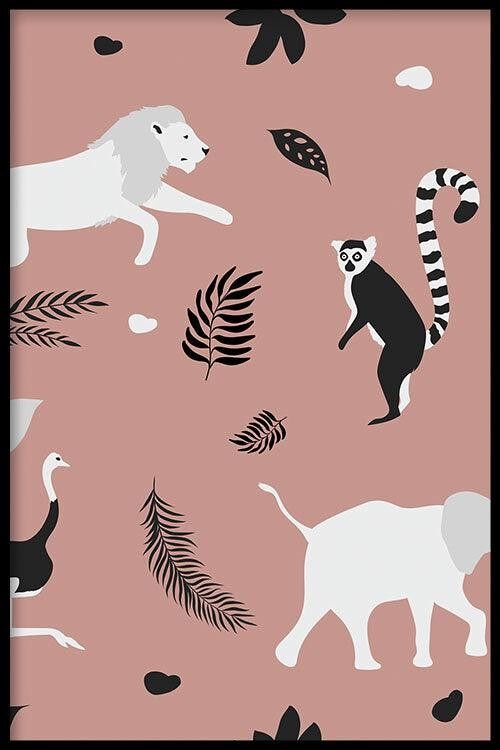 Walljar - Animals Pattern II - Poster met lijst / 40 x 60 cm