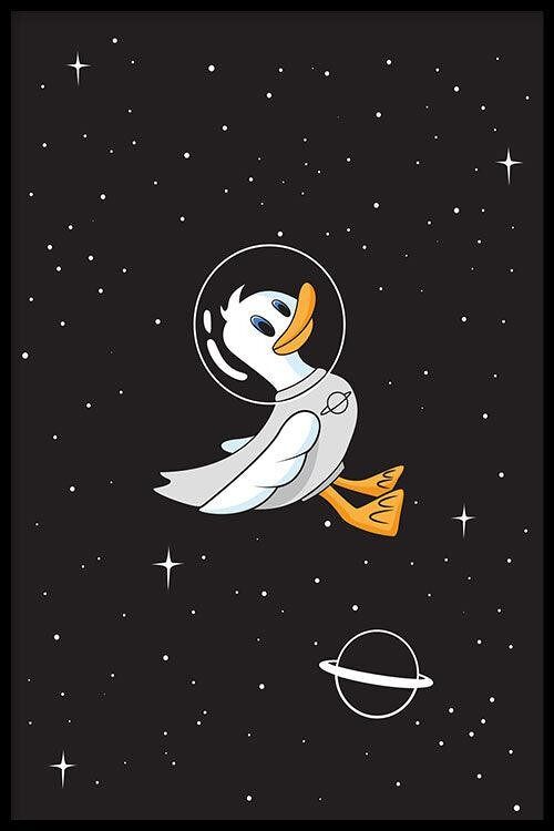 Walljar - Astronaut Eend - Poster met lijst / 30 x 45 cm