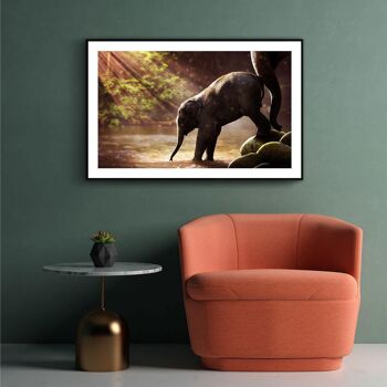 Walljar - Bébé éléphant - Toile / 80 x 120 cm 2
