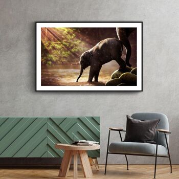 Walljar - Bébé éléphant - Toile / 80 x 120 cm 4