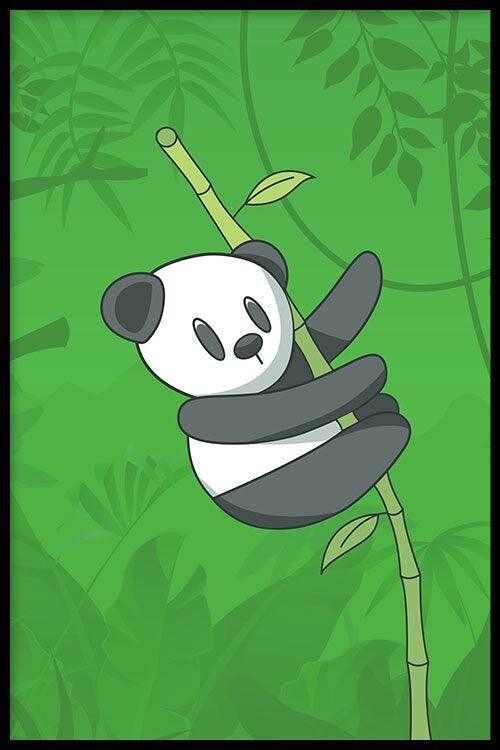 Walljar - Bamboe Panda - Poster met lijst / 30 x 45 cm