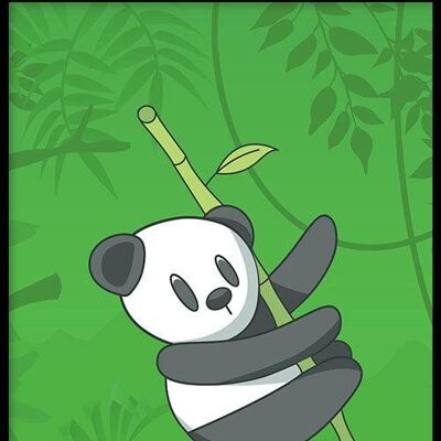 Walljar - Panda Bambou - Affiche avec Cadre / 30 x 45 cm