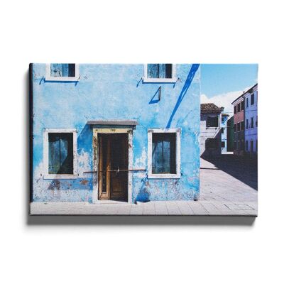 Walljar - Blaues Haus - Leinwand / 60 x 90 cm