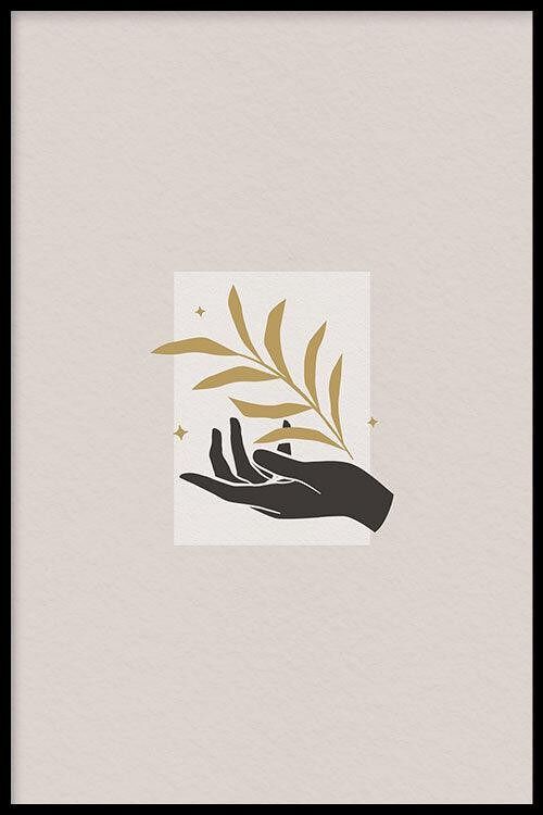 Walljar - Botanical Hand - Poster met lijst / 20 x 30 cm