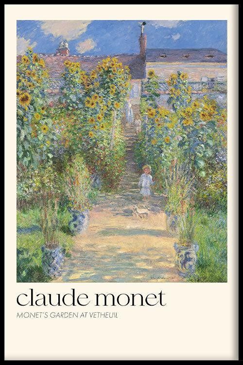 Walljar - Claude Monet - De Tuin Van Monet In Vétheuil - Poster met lijst / 20 x