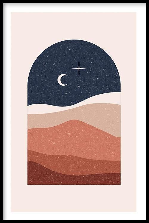Walljar - Desert Night - Poster met lijst / 40 x 60 cm