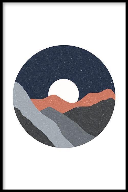 Walljar - Desert Nightfall - Poster met lijst / 40 x 60 cm