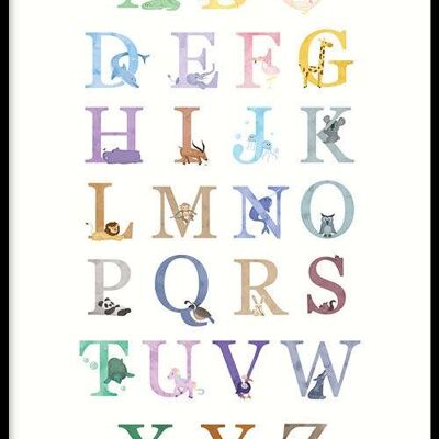 Walljar - Alfabeto animale - Poster con cornice / 20 x 30 cm
