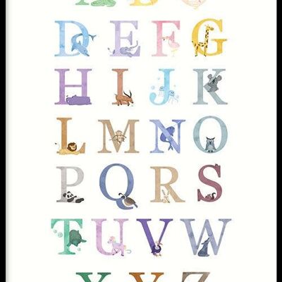 Walljar - Animal Alphabet - Poster mit Rahmen / 20 x 30 cm