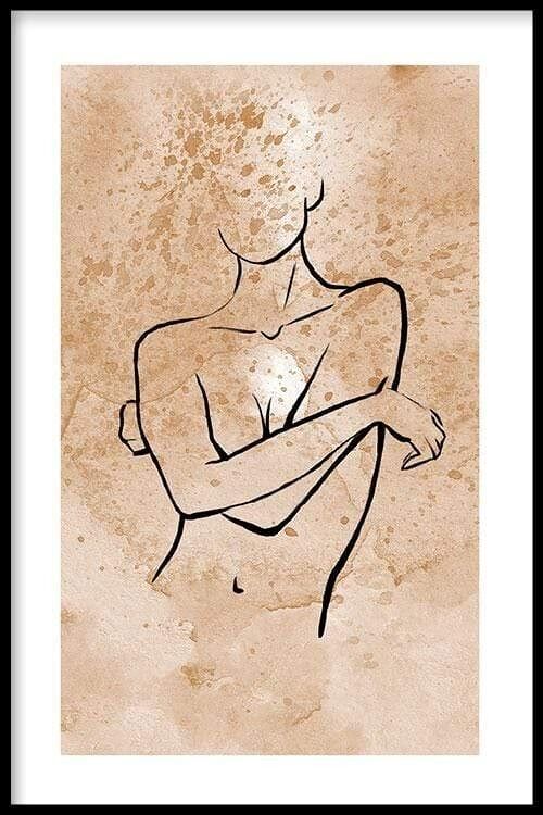 Walljar - Feminine Line Art - Poster met lijst / 20 x 30 cm