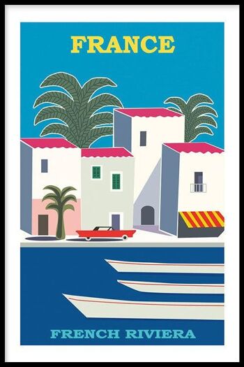 Walljar - Côte d'Azur - Affiche avec Cadre / 50 x 70 cm 1