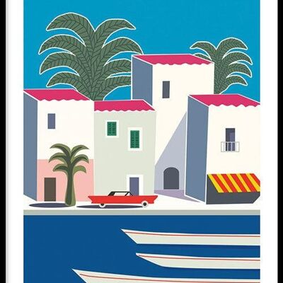 Walljar - Côte d'Azur - Affiche avec Cadre / 50 x 70 cm