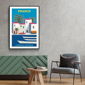 Walljar - Côte d'Azur - Affiche avec Cadre / 50 x 70 cm 2