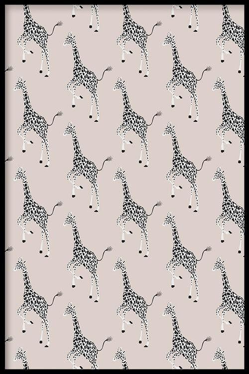 Walljar - Giraffe Pattern - Poster met lijst / 40 x 60 cm