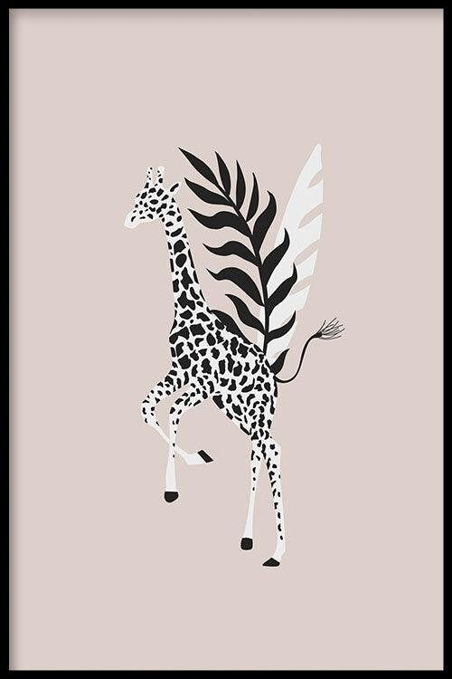 Walljar - Giraffe Tropical - Poster met lijst / 40 x 60 cm