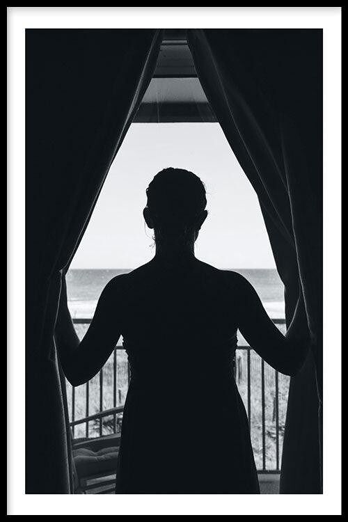 Walljar - Girl At The Window - Poster met lijst / 30 x 45 cm