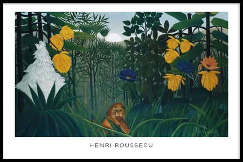 Walljar - Henri Rousseau - The Repast Of The Lion - Poster met lijst / 30 x 45