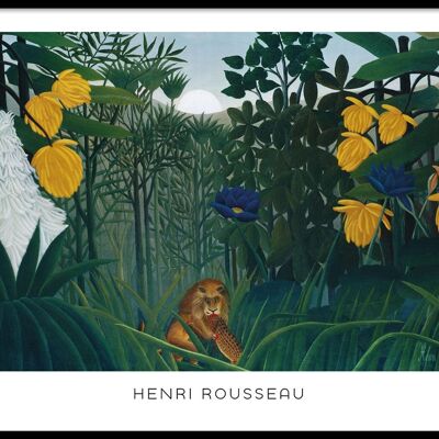 Walljar - Henri Rousseau - Das Mahl des Löwen - Poster mit Rahmen / 30 x 45